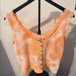 Hem & Thread Orange and White Tie-Dye Tank Top